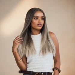 פאה אירופאיות ייבוש טבעי חלק בלונד שורש כהה