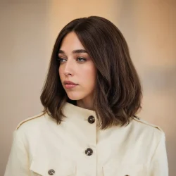 פאה אירופאיות ייבוש טבעי גלי חום עם גוונים עדינים