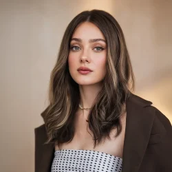 פאה אירופאיות ייבוש טבעי חום כהה עם גוונים