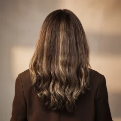 ⁦פאה אירופאיות ייבוש טבעי חום כהה עם גוונים⁩ – תמונה ⁦2⁩